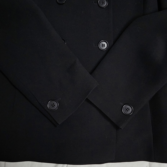 Max Mara Double Breasted  Black Blazer Jacket Wool Blend Size 12 Made In Italy - Picture 8 of 13